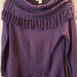 Christopher & Banks Purple Cowl Neck Sweater